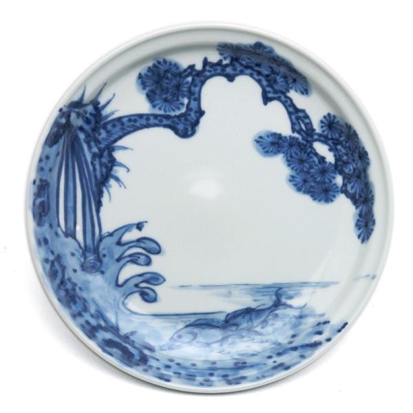 染付：鯉松皿・小・土山敬司《小皿・15.2cm》