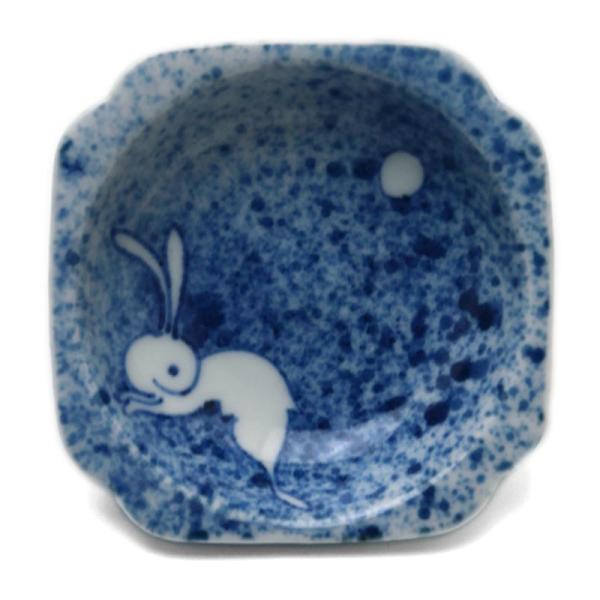 染付：吹墨月兎豆皿・土山敬司《豆皿：8.0cm》