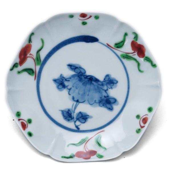 呉須赤絵六角打込皿・土山敬司《小皿・14.0cm》