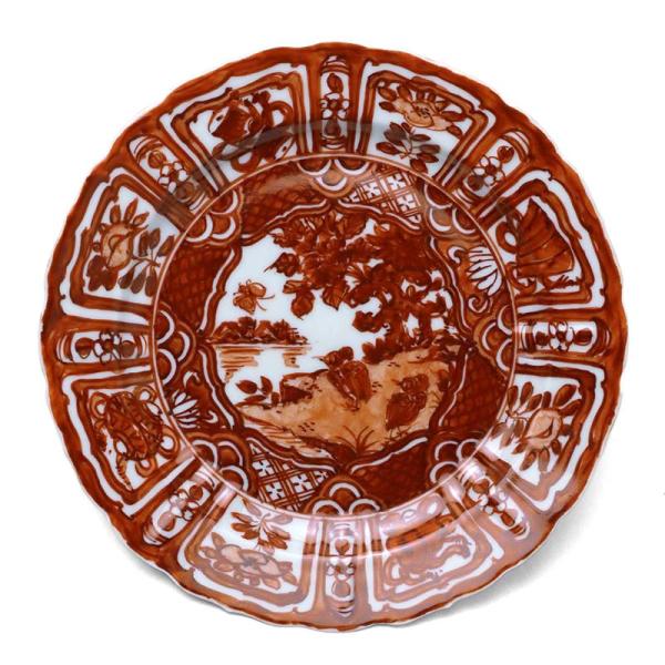 赤絵花鳥文芙蓉手皿・小・砂高台・土山敬司《中皿・17.7cm》