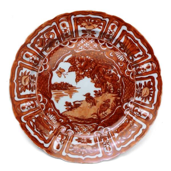 赤絵花鳥文芙蓉手皿・大・砂高台・土山敬司《中皿・21.3cm》