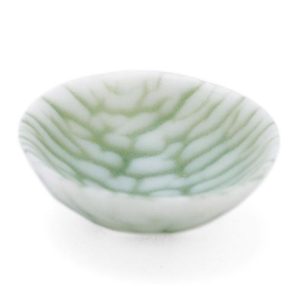 ガラス：さざなみ紋豆鉢6cm・オリーブグリーン・d.Tam《豆皿・小付・5.8cm》