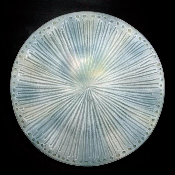 ガラス：三色ストライプ大皿・青・d.Tam《大皿・盛り皿・35.0cm》