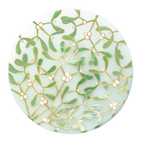 ガラス：絵付け薄皿・15.5cm・やどりぎ・金彩・d.tam《小皿・15.5cm》