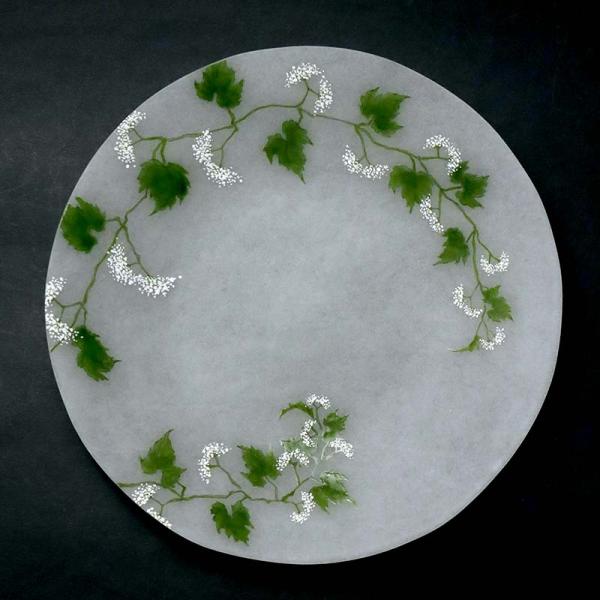 ガラス：絵付け薄皿・20.5cm・蔓花[野葡萄]・d.Tam《中皿・20.5cm》