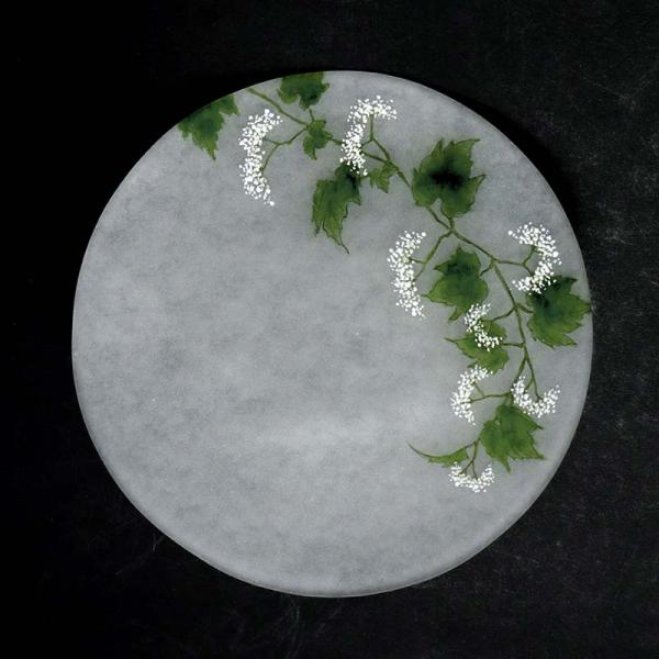 ガラス：絵付け薄皿・13.5cm・蔓花[野葡萄]・d.Tam《小皿・13.5cm》