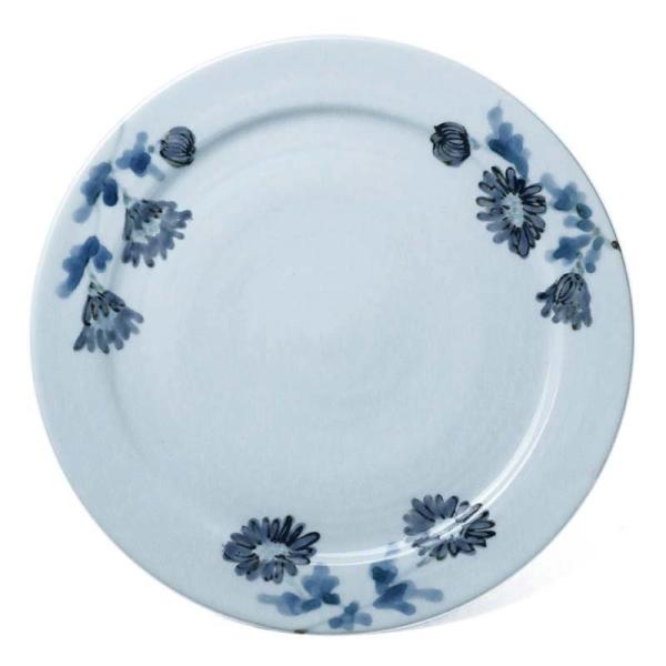 九谷焼：色絵紫野菊7寸平皿・堀畑蘭《中皿・21.3cm》