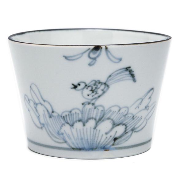 九谷焼：サビ鉄花と鳥そば猪口・大・堀畑蘭《そば猪口・小鉢・9.4cm》