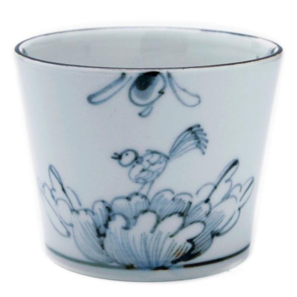 九谷焼：サビ鉄花と鳥そば猪口・小・堀畑蘭《そば猪口・小鉢・8.0cm》