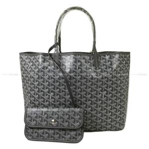 GOYARD ゴヤール サンルイ PM グレー PVCコーティングキャンバス / カーフ シルバー金具 トートバッグ 新品｜yochika-japan