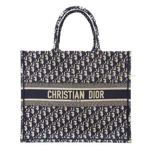 Christian Dior クリスチャンディオール ブックトート ラージ ネイビー ディオールオブリークエンブロイダリー M1296ZRIW_M828 トートバッグ 新品｜yochika-japan