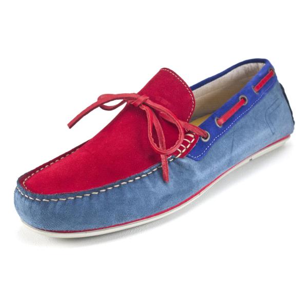 ロッシーニ モカシン ドライビングシューズ レッド/ブルー rossini DRIVE 007 VE...