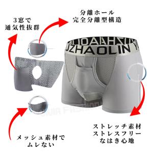 メンズボクサーパンツ 前開き 分離型 紳士下着...の詳細画像3