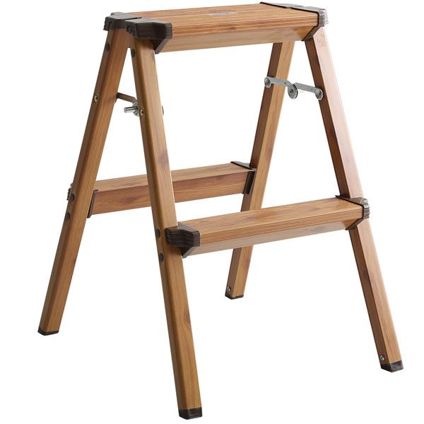 2段 高さ55cm ステップスツール 脚立 畳める 折りたためる オーク 軽い 木調 脚立 台 ステ...
