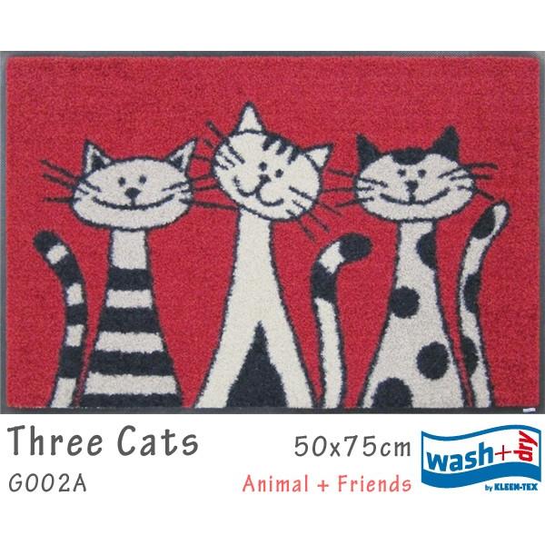 玄関マット 洗える ラグ すべらない Three Cats G002A 50×75cm クリーンテッ...