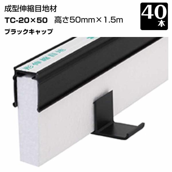 エキスパンタイ 40本セット 黒 TC-20-50 キャップ幅 20mmx高さ50mm×1.5m 成...