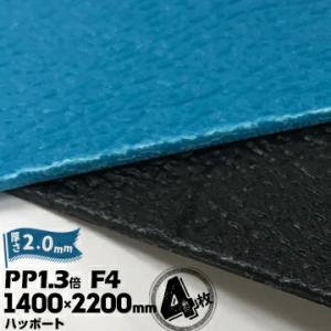 ハッポート PP1.3倍 発泡シート F4 皮絞 厚さ2mm 1400mm×2200mm アオ/クロ...