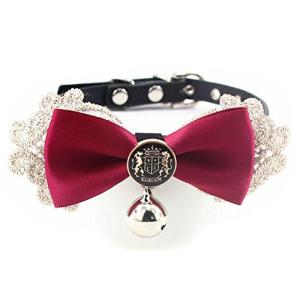 MinniLove ペット用首輪 リボン首輪 子猫/子犬/うさぎ/小型ペット 首輪 ペット首輪 装飾首輪 ペット装飾 リーシュコード 鈴付き PU革