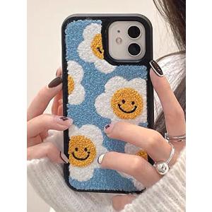 saymi iPhoneケース 韓国 にこちゃん 花 もこもこ ふわふわ スマイル スマイリー フラワー 可愛い iphoneカバー 携帯ケース 携帯