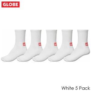GLOBE グローブ Minibar Crew Sock 5 Pack メンズ スケートシューズ ソックス 靴下 白 黒 ホワイト ブラック｜yoko-nori