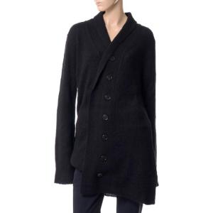 アンドゥムルメステール ann demeulemeester 前開きロングカーディガン アルパカウール ブラック｜yokoaunty