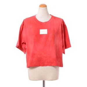 エムエムシックス メゾンマルジェラ MM6 MAISON MARGIELA ロゴラベル入りショート丈タイダイTシャツ コットンジャージー タイダイレッド｜yokoaunty