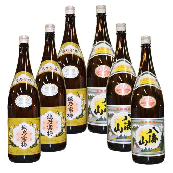 日本酒 新潟銘酒 2種各3本セット 越乃寒梅 白 清酒 八海山 1800ml×6本 飲み比べセット ...