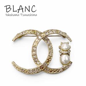 シャネル ココマーク ラインストーン フェイクパール ブローチ メタル ゴールド A20S ピンブローチ ジュエリー CHANEL 横浜BLANC