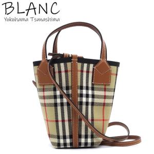 バーバリー ミニロンドン 2way バッグ ミニトート キャンバス レザー チェック ブラウン 8070461 BURBERRY 横浜BLANC｜yokohama-blanc