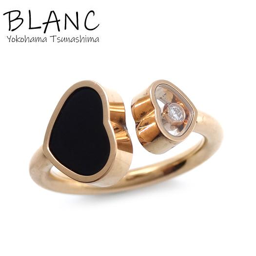 ショパール ハッピー ハート リング オニキス ダイヤモンド K18 ピンクゴールド 約12.5号 ...