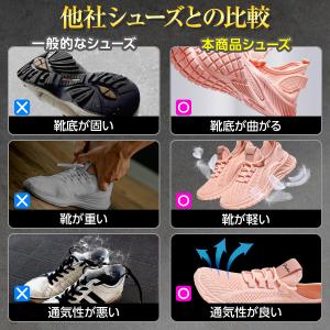 スニーカー レディース 軽量 白 黒 ランニン...の詳細画像4