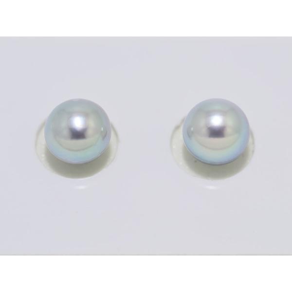 あこや真珠 ナチュラルブルー 7.8mm イヤリングまたはピアス 元真多麻の2点セットのイヤリング