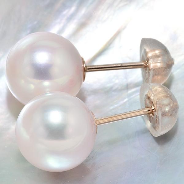 パールピアス あこや真珠 8mm ピンクゴールド ピアス K18PG レディース