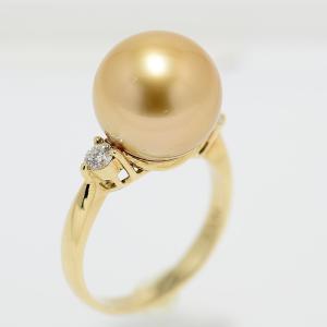 パール 指輪 真珠 リング 南洋白蝶真珠 ゴールデンパール 12mm 18金