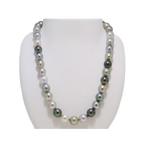 黒蝶真珠 黒真珠 8mmX12mm ネックレス ダークグレー系 ブラックパール