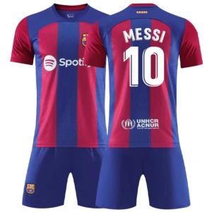 A338  バルセロナ  2023/2024年シーズン  ホーム ＃10  MESSI  大人用、子供用 半袖　上下着 レプリカサッカーユニフォーム