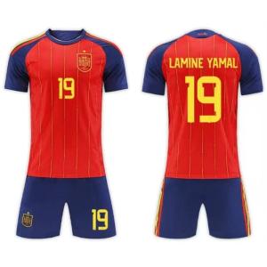 B359 サッカーユニフォーム スペイン代表 2026/2030年シーズン ホーム ＃19 LAMINE YAMAL 大人用、子供用 半袖ノーブランド品のレプリカユニフォーム