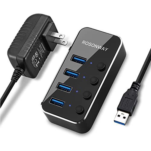 ROSONWAY USB ハブ 3.0 電源付き 4ポートUSB Hub セルフパワーとバスパワー ...