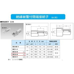 絶縁キャップ付スリーブ(絶縁被覆付閉端接続子)(EC形)(1袋100個)：EC2-3｜yonashin-home