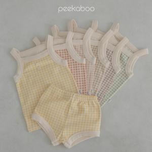 peekaboo Square set  キッズ ベビー パジャマ 女の子 男の子 タンクトップ  春 夏 秋 キッズパジャマ ルームウェア 涼しい 子供服 寝巻き 上下セット｜yongmobaby