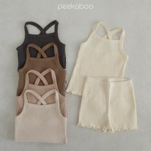 peekaboo Mango set  キッズ ベビー パジャマ 女の子 男の子 タンクトップ  春 夏 秋 キッズパジャマ ルームウェア 涼しい 子供服 寝巻き 上下セット｜yongmobaby