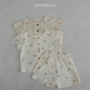 peekaboo Alo set キッズ ベビー パジャマ 女の子 男の子 半袖 春 夏 秋 キッズパジャマ ルームウェア 涼しい 子供服 寝巻き 上下セット｜yongmobaby