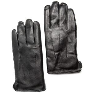 CANDOR AND CLASS メンズ ラビットファー裏地 レザー手袋 タッチスクリーン対応 レザー手袋 ギフトボックス付き ブラック Large