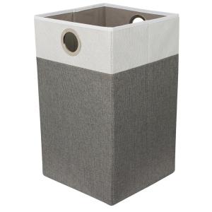 Gray &amp; White  BirdRock Home Folding Cloth Laundry Hamper with Handles Dirty