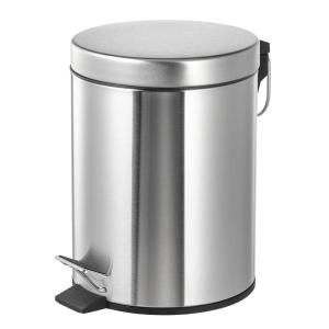 WBBML ゴミ缶キッチンゴミを丸くたたくゴミ箱ビンブラシをかけたステンレス鋼のゴミ箱ビン足操作缶の蓋付きの小さな銀のごみ缶
