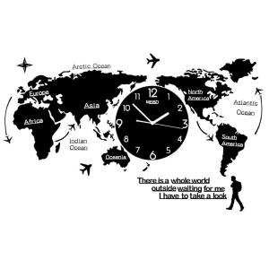Wall Clock Modern Watches and Clocks Decorative Creative Fashion World Map