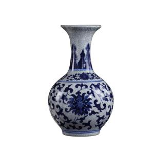 HGVVNM Classic Blue and White Floral Traditional Porcelain Decorative Vase.