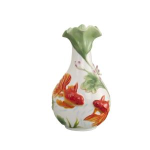 HGVVNM Porcelain Vase Decoration Flange Porcelain Embossed Lotus Goldfish L