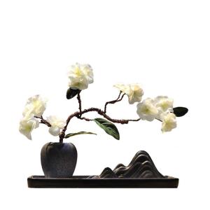 HGVVNM New ChineseStyle Ceramic Vase with Dried Flowers Zen Ornaments Creat