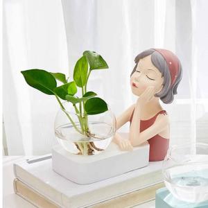 HGVVNM Color Girl Hydroponic Vase Resin Character Model Fun Countertop Smal